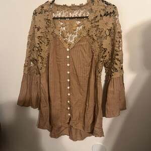 Lace Chiffon Blouse – Women's Floral V-neck Tunic, small